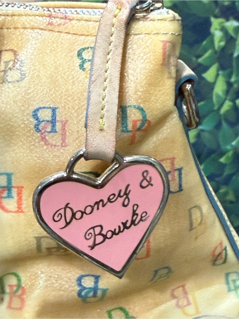 Dooney & Bourke DB logo canvas satchel bag rainbow Y2K VTG Purse